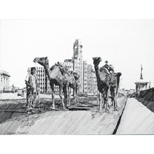 Zameer Hussain, untitled 8 X 11 Inch, Pencil on Paper, Cityscape Painting -AC-ZAH-044